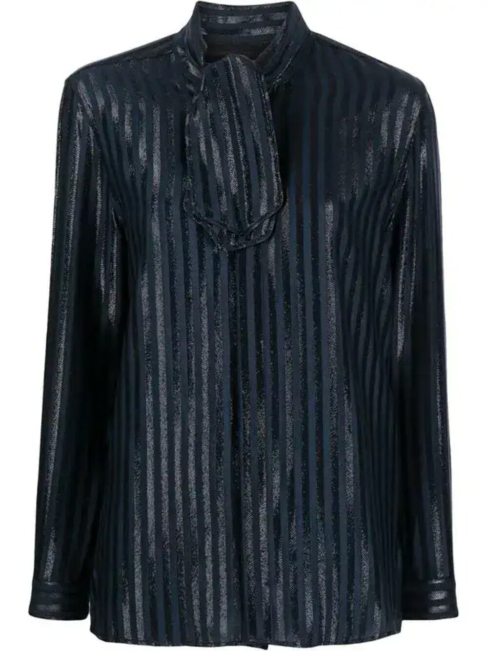 Saint Laurent Silk tie-neck metallic threading long sleeve shirt